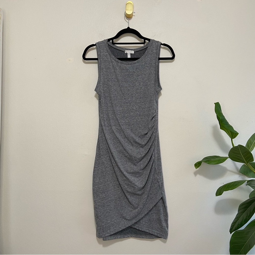 Leith Nordstrom Heather Gray Sleeveless Ruched Crewneck Bodycon Dress